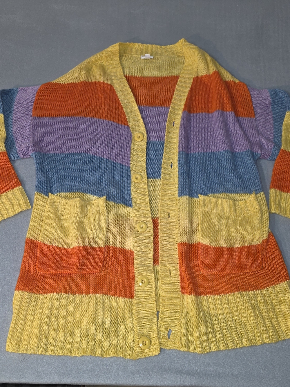 LuLaRoe Lucille Button-Down Cardigan Yellow & Orange Large